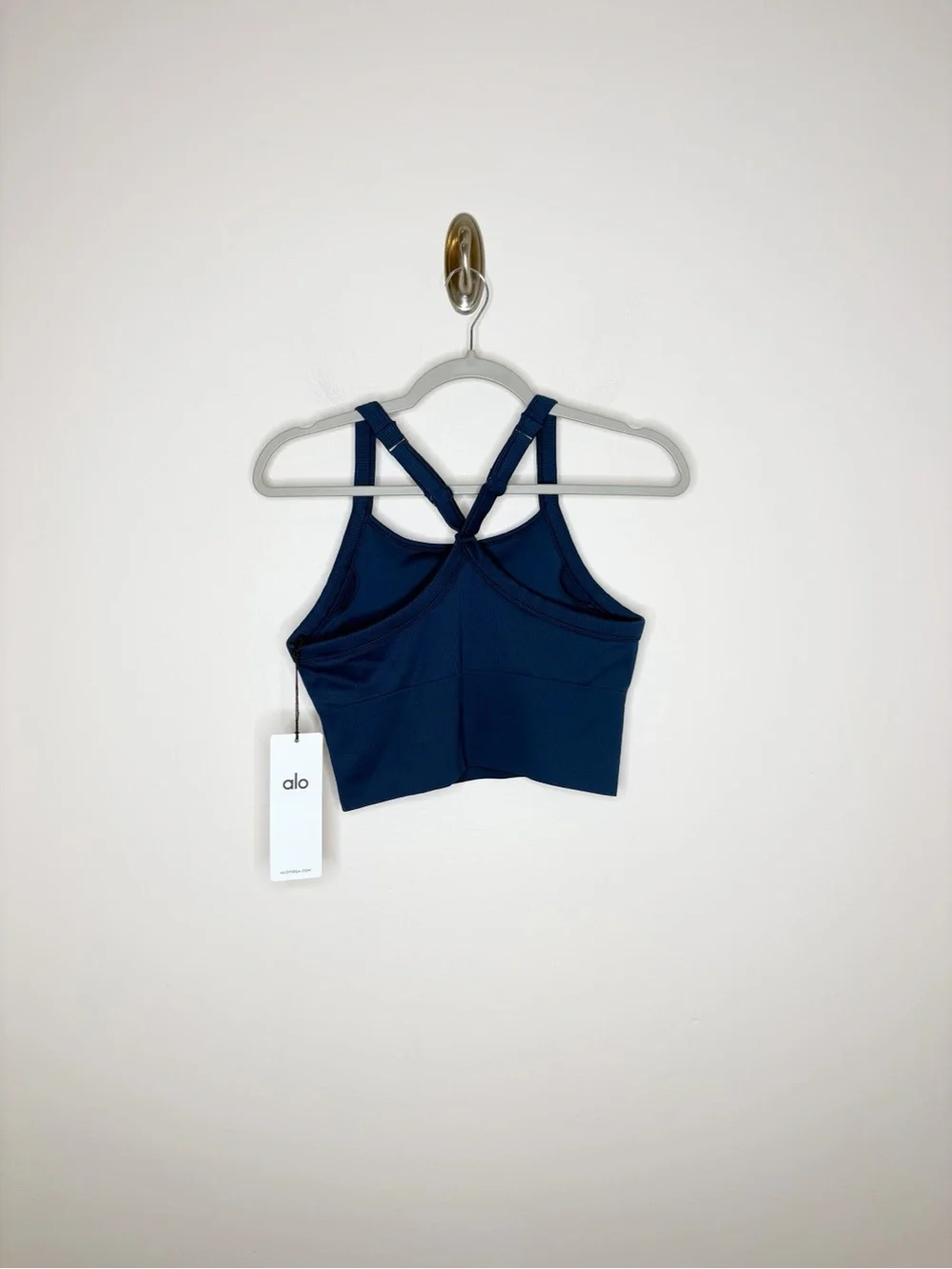 Alo Yoga Seamless Ribbed Favorite Bra Tank Eclipse Blue Size Medium NWT